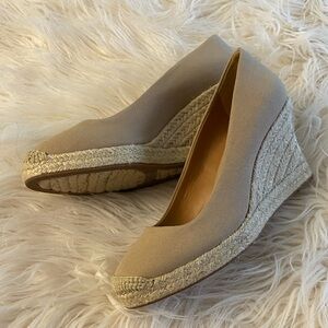 J. CREW Elegant Beige Espadrille Wedge Shoes